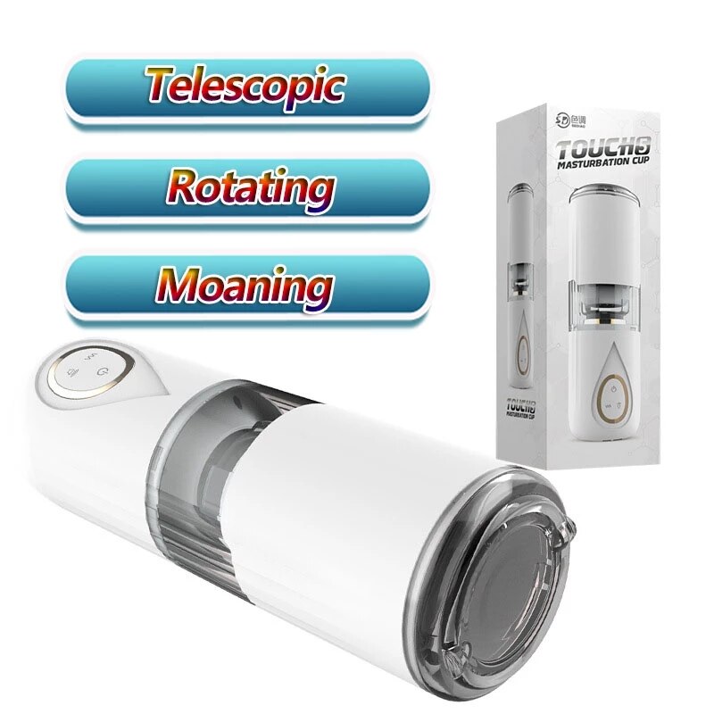 Automatic Telescopic Rotating Male Masturbator Cup Moan Blowjob Real Vagina Thrusting Masturbation Tools Sex MachineToys for Men - buysextoyth