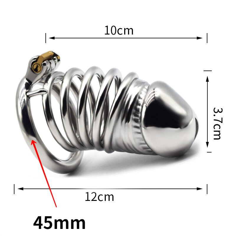 BDSM Adult Sex Toys Penis Cage Dick Ring Chastity Fetish Gay Slave Penis Extender Stainless Steel CB Lock Leten Scrotum - buysextoyth