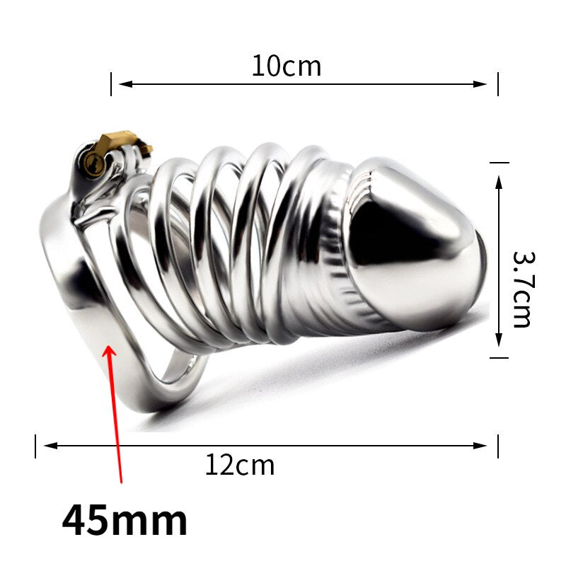 BDSM Adult Sex Toys Penis Cage Dick Ring Chastity Fetish Gay Slave Penis Extender Stainless Steel CB Lock Leten Scrotum - buysextoyth