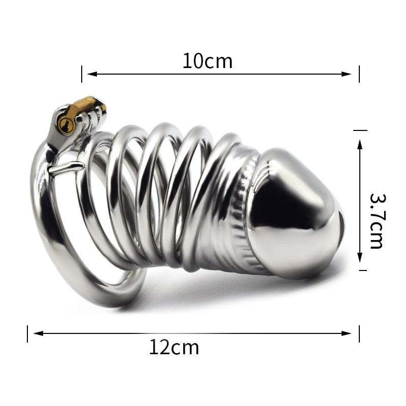 BDSM Adult Sex Toys Penis Cage Dick Ring Chastity Fetish Gay Slave Penis Extender Stainless Steel CB Lock Leten Scrotum - buysextoyth