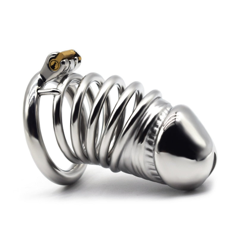 BDSM Adult Sex Toys Penis Cage Dick Ring Chastity Fetish Gay Slave Penis Extender Stainless Steel CB Lock Leten Scrotum - buysextoyth