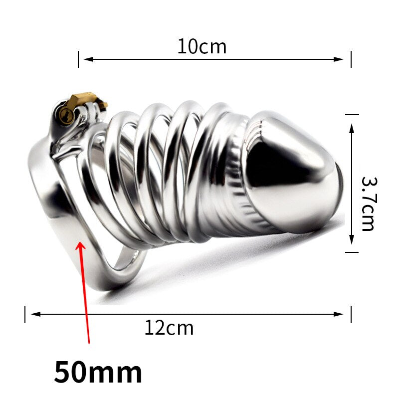 BDSM Adult Sex Toys Penis Cage Dick Ring Chastity Fetish Gay Slave Penis Extender Stainless Steel CB Lock Leten Scrotum - buysextoyth