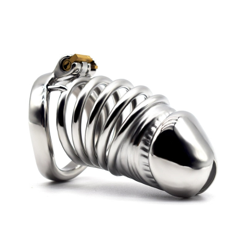 BDSM Adult Sex Toys Penis Cage Dick Ring Chastity Fetish Gay Slave Penis Extender Stainless Steel CB Lock Leten Scrotum - buysextoyth