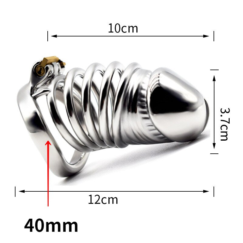 BDSM Adult Sex Toys Penis Cage Dick Ring Chastity Fetish Gay Slave Penis Extender Stainless Steel CB Lock Leten Scrotum - buysextoyth