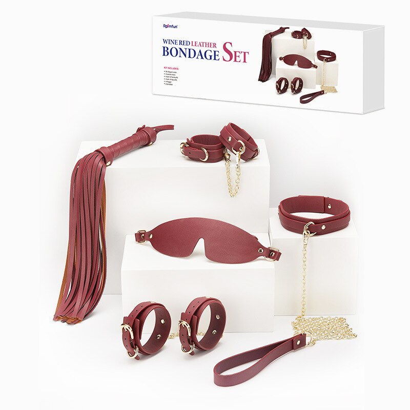 BDSM ชุดเครื่องราง Bundle Bondage หนังชุดยับยั้งชั่งใจทาส Handcuffs ห่วง Whip สุนัข Slave เกมสำหรับผู้ใหญ่ - buysextoyth