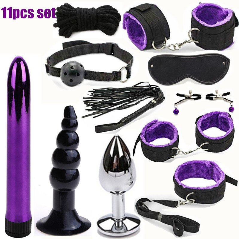 BDSM Erotic Toy Set Sexy Toys Adult Games Sex Bondage Restraint.Handcuffs Nipple Clamp Whip Collar Sex Toys for Couples - buysextoyth