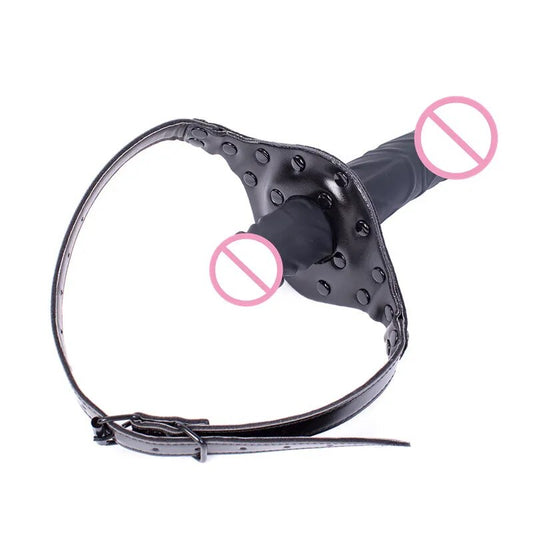 BDSM Sex Slave ปาก Gags คู่หัว Bondage Restraints จริง Dildo เปิดปาก Gag Ball คู่ช่องปากเพศของเล่นสำหรับผู้หญิงผู้ชาย - buysextoyth