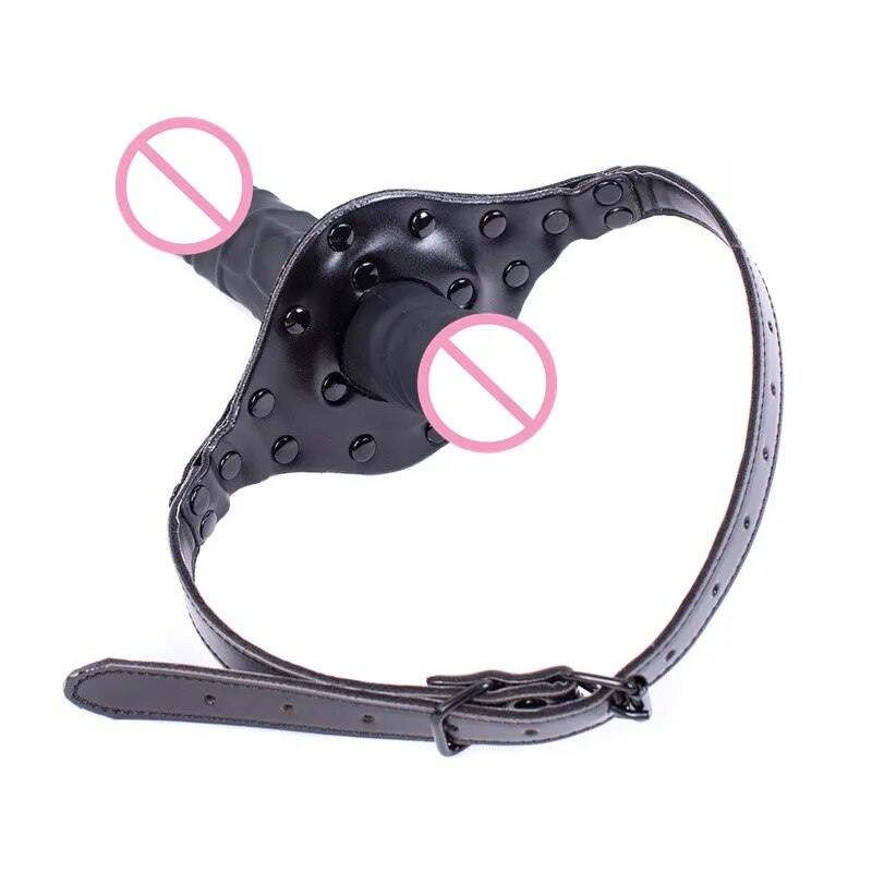 BDSM Sex Slave ปาก Gags คู่หัว Bondage Restraints จริง Dildo เปิดปาก Gag Ball คู่ช่องปากเพศของเล่นสำหรับผู้หญิงผู้ชาย - buysextoyth