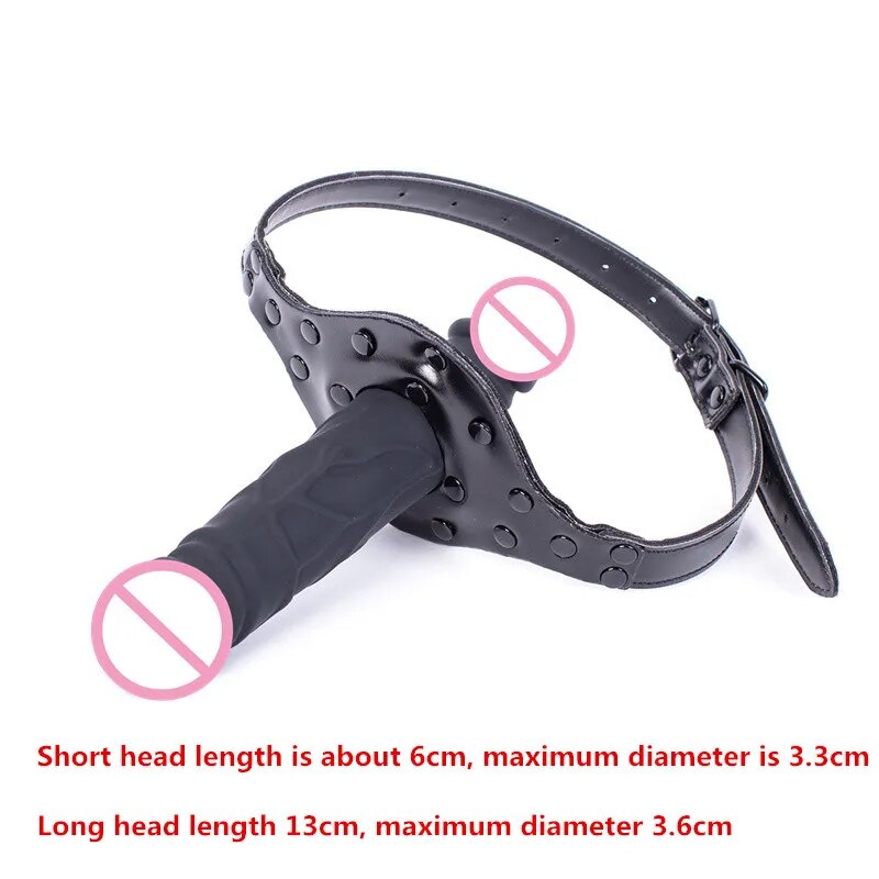 BDSM Sex Slave ปาก Gags คู่หัว Bondage Restraints จริง Dildo เปิดปาก Gag Ball คู่ช่องปากเพศของเล่นสำหรับผู้หญิงผู้ชาย - buysextoyth