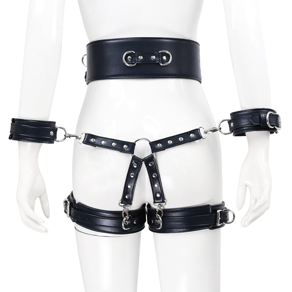 BDSM Sex Toy PU Leather Bondage Set Include Handcuffs.Belt. Legcuffs. Center Connection. Adult Toys Sex Bondage Toys for Women - buysextoyth