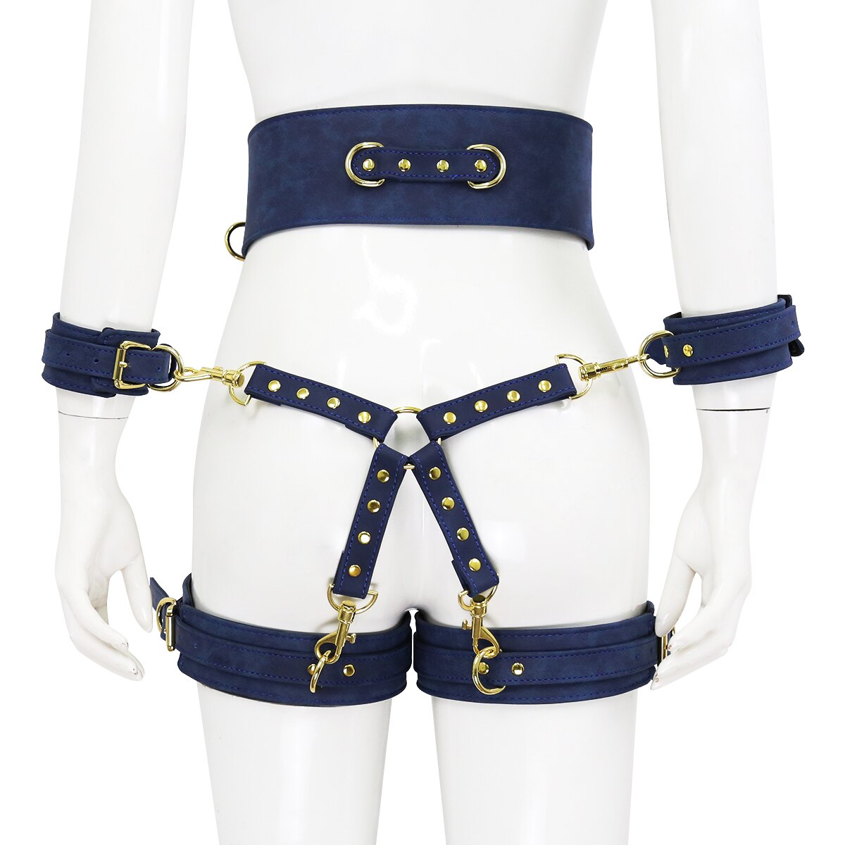 BDSM Sex Toy PU Leather Bondage Set Include Handcuffs.Belt. Legcuffs. Center Connection. Adult Toys Sex Bondage Toys for Women - buysextoyth