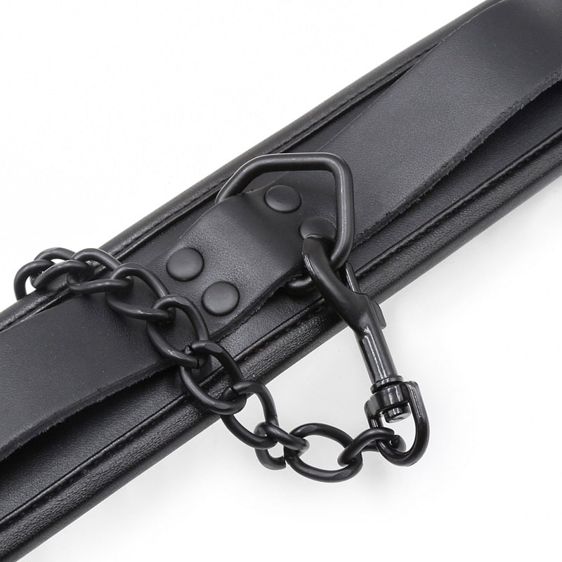 Bdsm Bondage Collar Genuine Leather and Iron Chain Link Metal Hole Slave Collars for Women Sex Toys for Couples Sex Restraints - buysextoyth