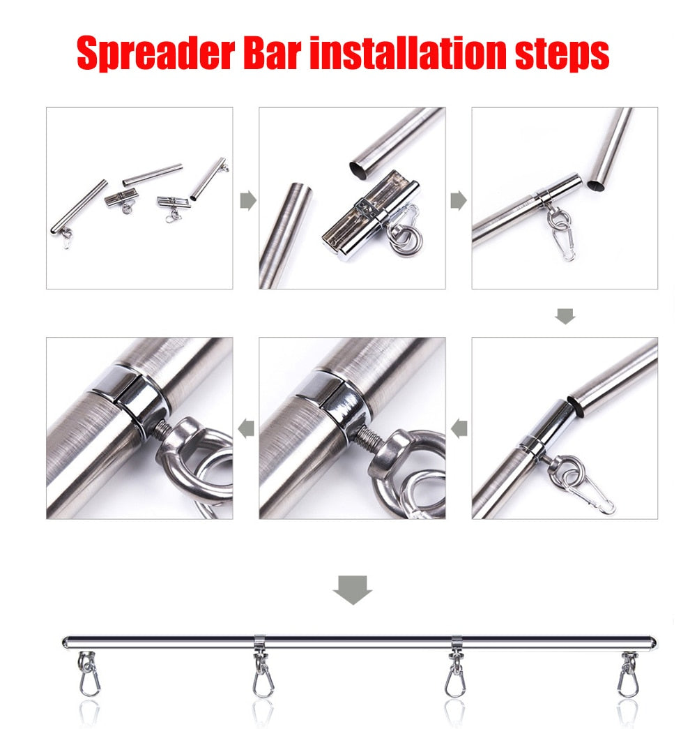 Bdsm Bondage Removable Stainless Steel Spreader Bar Sex Slave Hand Cuffs Ankle Cuff Open Leg Restraint SM Cosplay Couple Sex Toy - buysextoyth