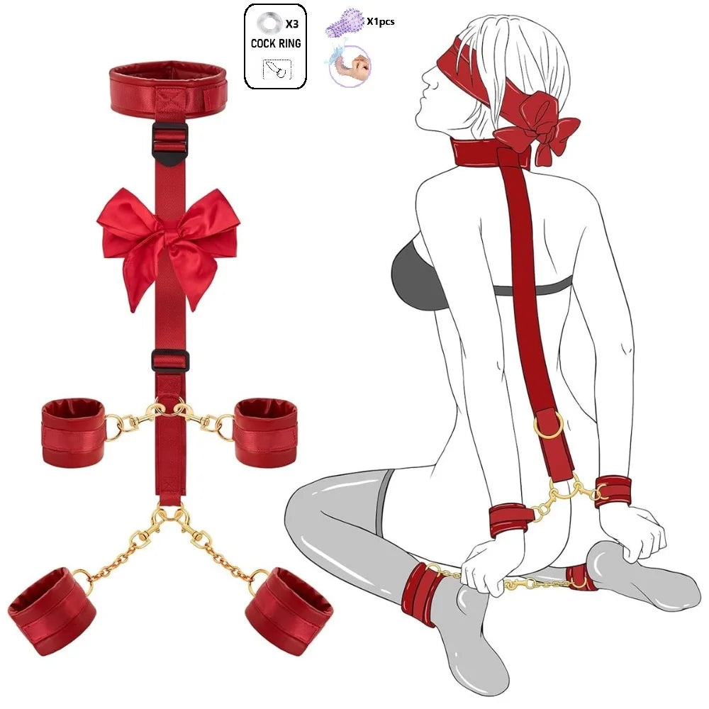 Bdsm Kit Adult Erotic Games SM Bondage 6 Styles Restraint Handcuffs Bondage Toys Couples Pleasure Slave Sex Toy Tool Bundle Game - buysextoyth