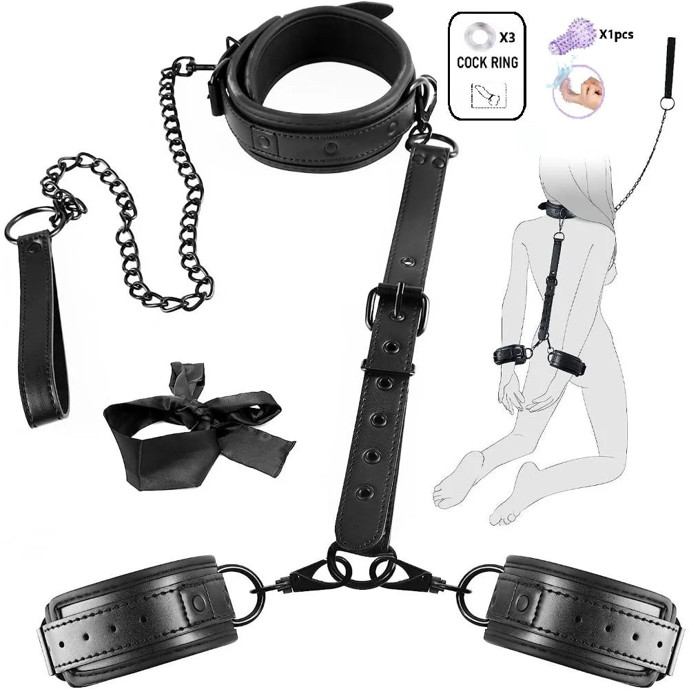 Bdsm Kit Adult Erotic Games SM Bondage 6 Styles Restraint Handcuffs Bondage Toys Couples Pleasure Slave Sex Toy Tool Bundle Game - buysextoyth