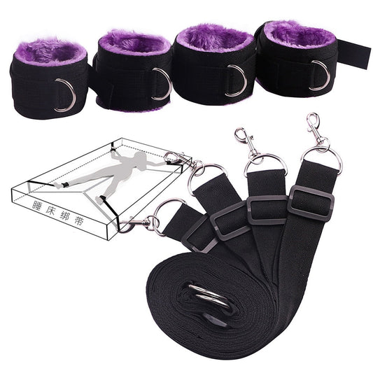 Bed Jam Sex Restraint Kit Adjustable Belt Nylon Handcuffs Ankle Cuffs Under Bed BDSM Bondage Erotic Toys Fixation Adult Game - buysextoyth