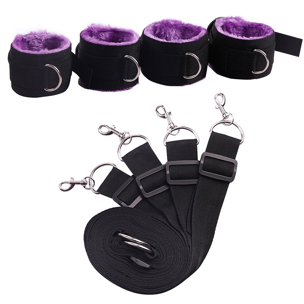 Bed Jam Sex Restraint Kit Adjustable Belt Nylon Handcuffs Ankle Cuffs Under Bed BDSM Bondage Erotic Toys Fixation Adult Game - buysextoyth