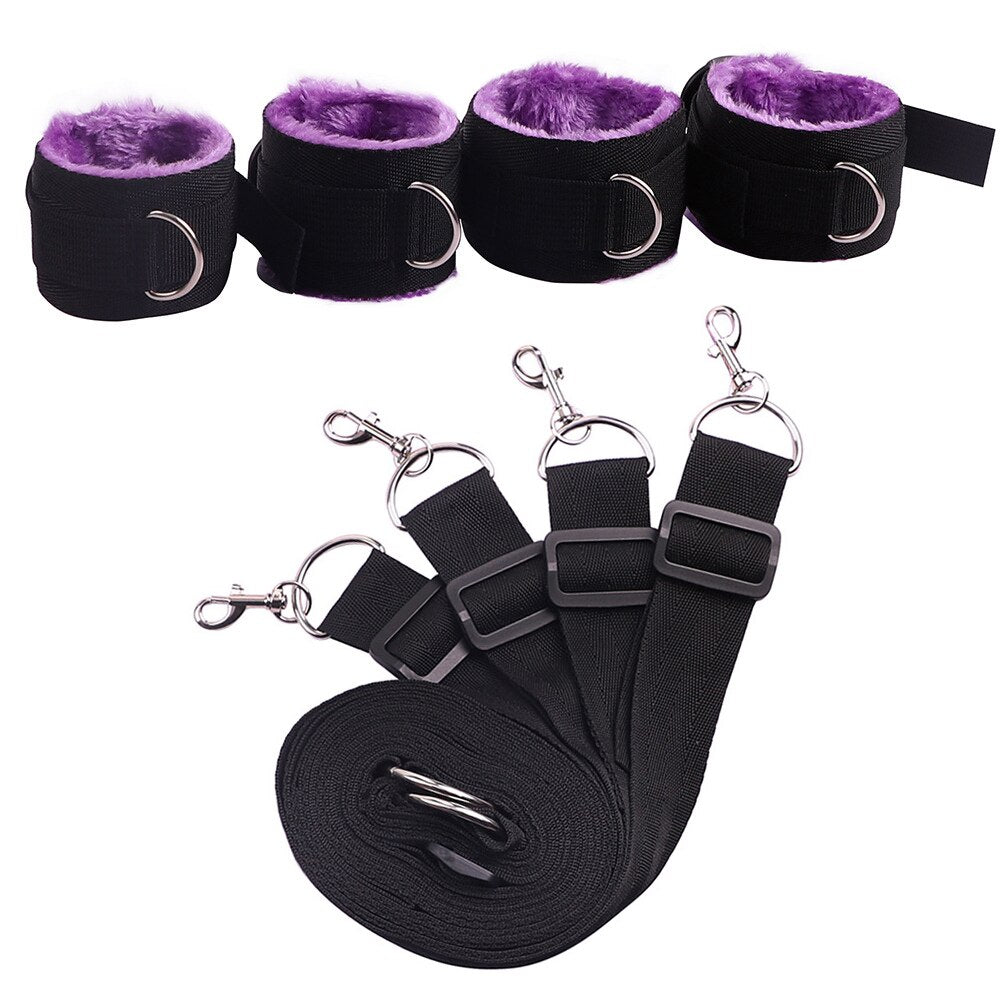 Bed Jam Sex Restraint Kit Adjustable Belt Nylon Handcuffs Ankle Cuffs Under Bed BDSM Bondage Erotic Toys Fixation Adult Game - buysextoyth