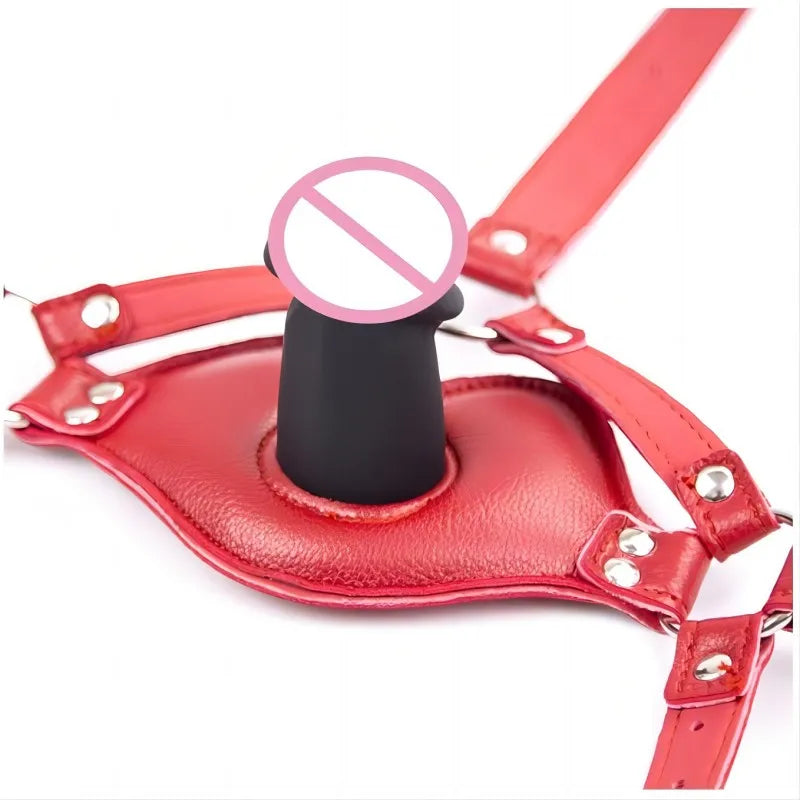 Bondage Open Mouth Dildo Gag Restraint Erotic Adjustable Head Mask Harness Sex Toys Fetish BDSM Adult Games For Women Couples - buysextoyth