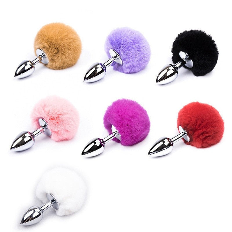 Bunny Tail Fur Butt Anal Plug Toy Stainless Steel Smooth Touch Metal Butt Plug Sex Toys for Woman Men Gay Adult Sex Products - buysextoyth