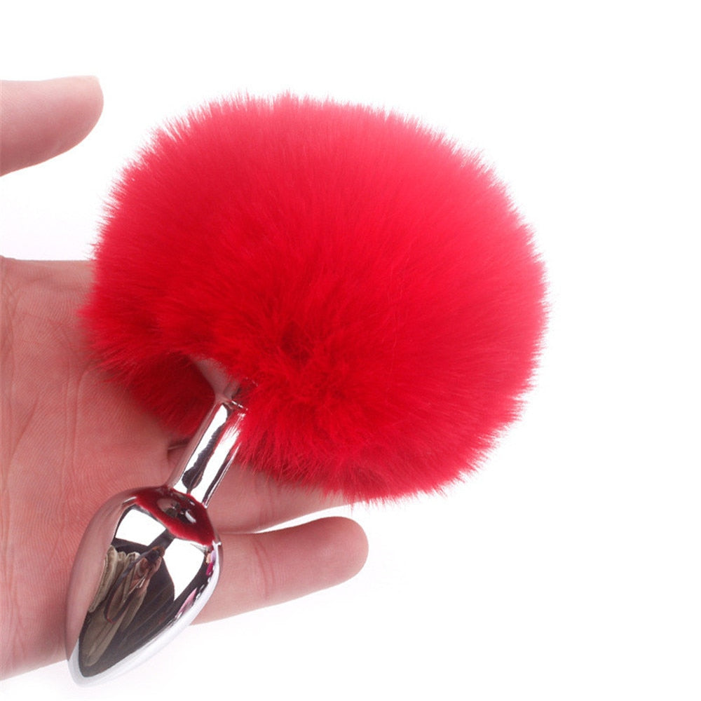 Bunny Tail Fur Butt Anal Plug Toy Stainless Steel Smooth Touch Metal Butt Plug Sex Toys for Woman Men Gay Adult Sex Products - buysextoyth