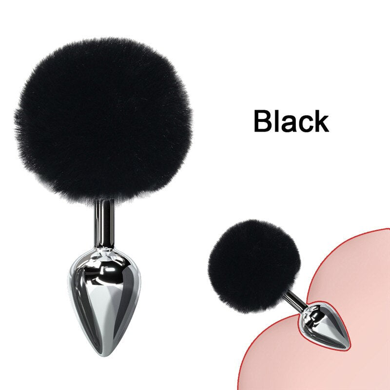 Bunny Tail Fur Butt Anal Plug Toy Stainless Steel Smooth Touch Metal Butt Plug Sex Toys for Woman Men Gay Adult Sex Products - buysextoyth