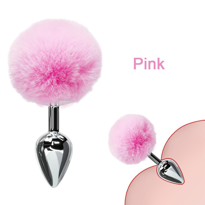 Bunny Tail Fur Butt Anal Plug Toy Stainless Steel Smooth Touch Metal Butt Plug Sex Toys for Woman Men Gay Adult Sex Products - buysextoyth