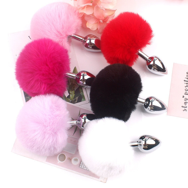 Bunny Tail Fur Butt Anal Plug Toy Stainless Steel Smooth Touch Metal Butt Plug Sex Toys for Woman Men Gay Adult Sex Products - buysextoyth