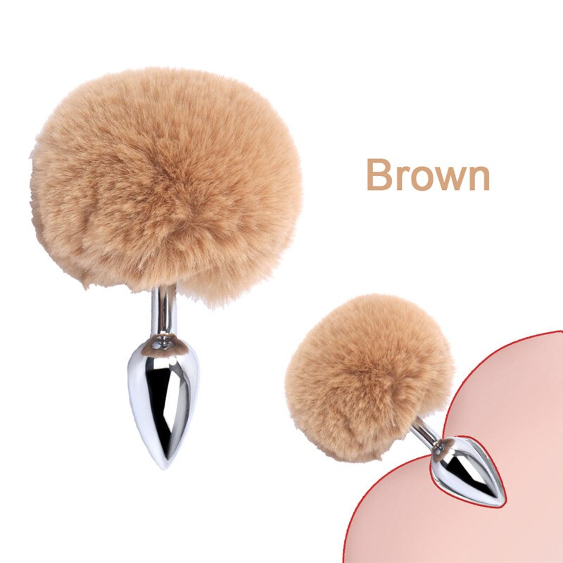 Bunny Tail Fur Butt Anal Plug Toy Stainless Steel Smooth Touch Metal Butt Plug Sex Toys for Woman Men Gay Adult Sex Products - buysextoyth