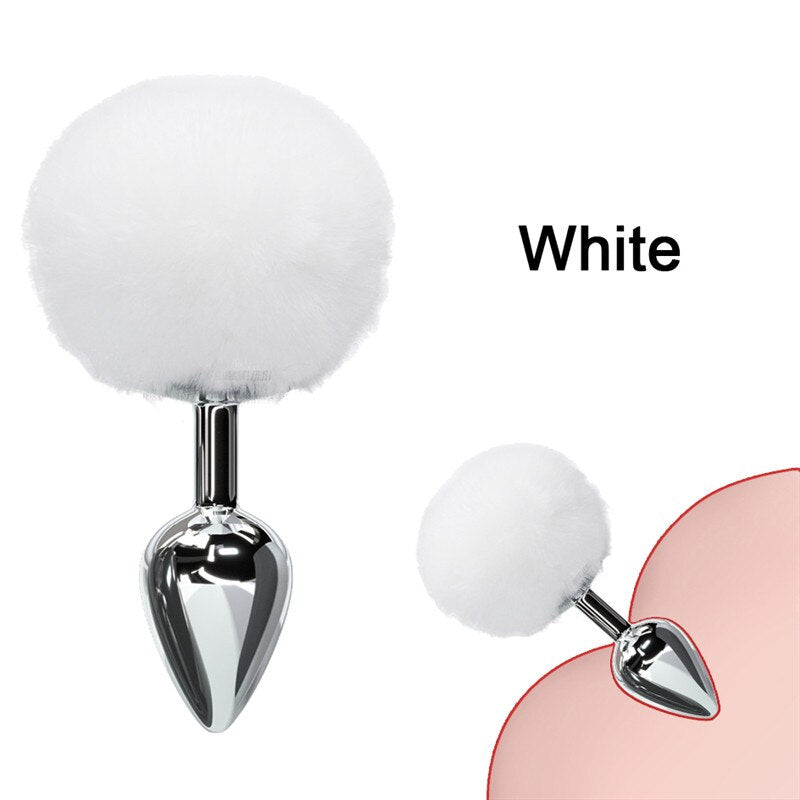 Bunny Tail Fur Butt Anal Plug Toy Stainless Steel Smooth Touch Metal Butt Plug Sex Toys for Woman Men Gay Adult Sex Products - buysextoyth
