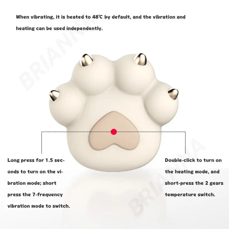 Cat Paw Vibrator การ์ตูนซิลิโคนนุ่มน่ารัก Cat Paw กระตุ้น Clitoral Vibrators ความร้อน Charge สำหรับสตรีนวด thai-adult