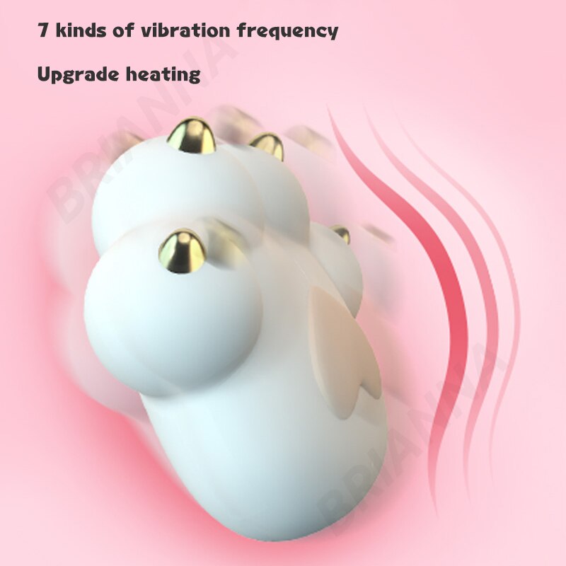 Cat Paw Vibrator การ์ตูนซิลิโคนนุ่มน่ารัก Cat Paw กระตุ้น Clitoral Vibrators ความร้อน Charge สำหรับสตรีนวด - buysextoyth
