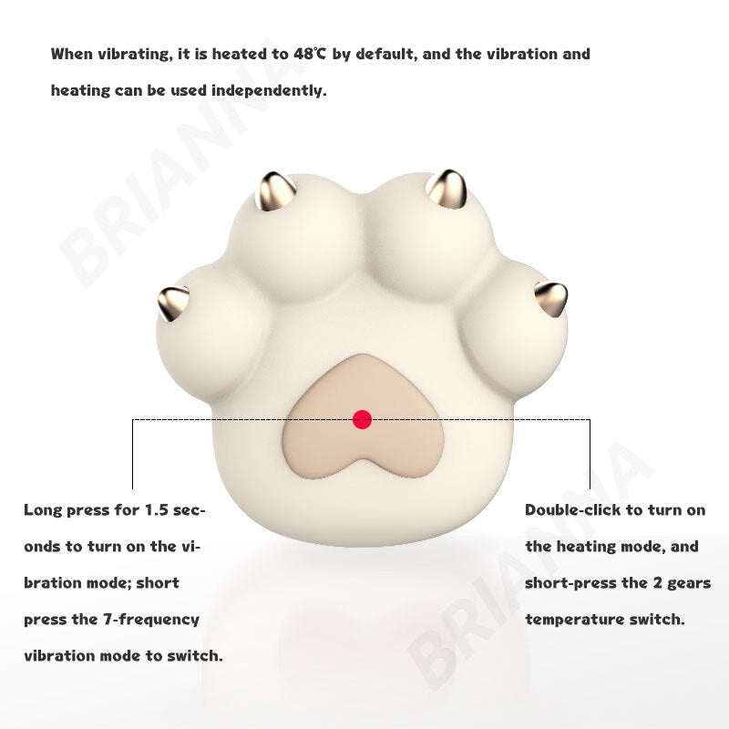 Cat Paw Vibrator การ์ตูนซิลิโคนนุ่มน่ารัก Cat Paw กระตุ้น Clitoral Vibrators ความร้อน Charge สำหรับสตรีนวด - buysextoyth