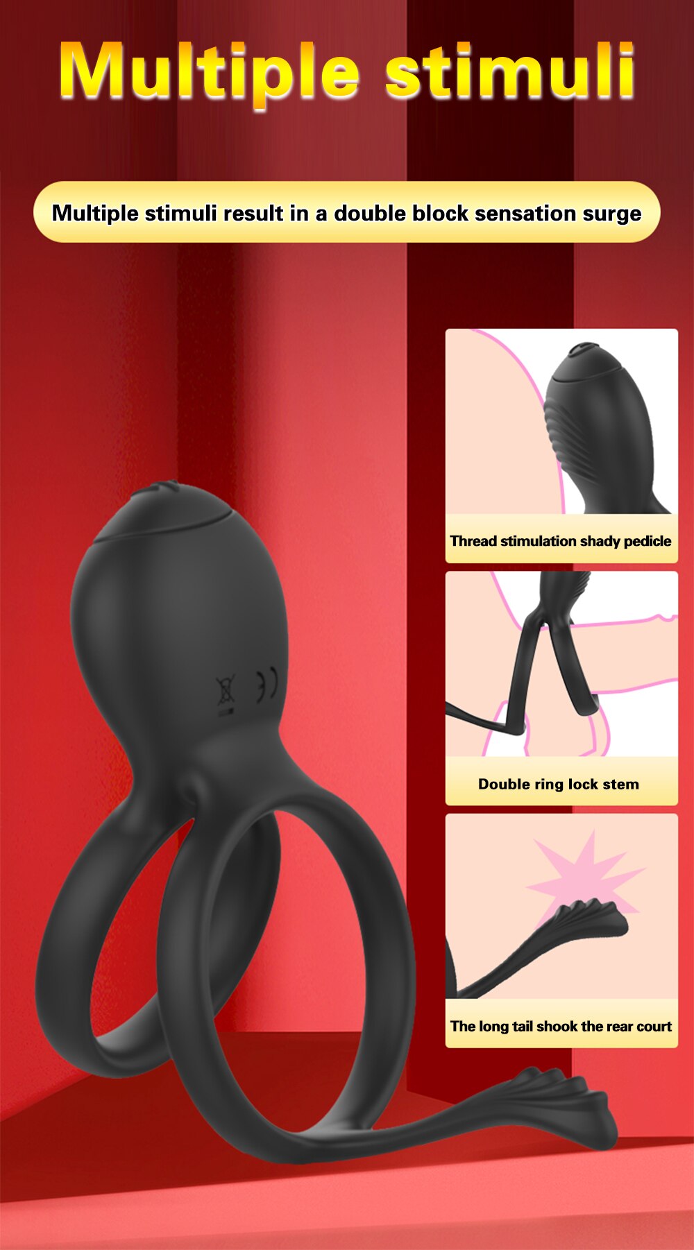Cock Ring Vibrator สำหรับชายคู่แหวนอวัยวะเพศชาย Delay Ejaculation Cock นวด G Spot Clitoris เซ็กซ์ทอยสำหรับคู่ - buysextoyth