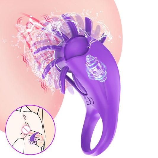 แหวนอวัยวะเพศชาย Cock Vibrator สำหรับคู่ผู้หญิงเลีย Vibrating ช่องคลอด Clit Stimulator G จุด Orgasm ล็อคชาย Cockring สำหรับผู้ชายของเล่น - buysextoyth