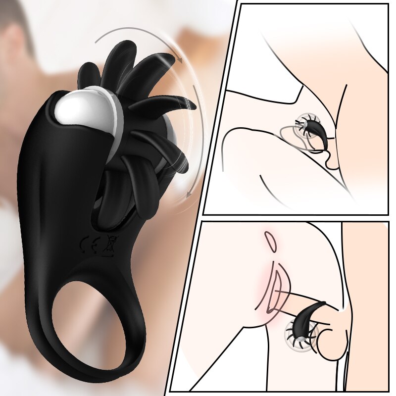 แหวนอวัยวะเพศชาย Cock Vibrator สำหรับคู่ผู้หญิงเลีย Vibrating ช่องคลอด Clit Stimulator G จุด Orgasm ล็อคชาย Cockring สำหรับผู้ชายของเล่น - buysextoyth