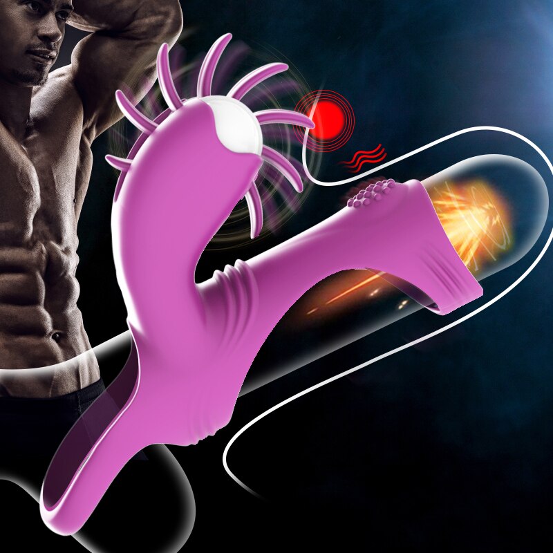 แหวนอวัยวะเพศชาย Cock Vibrator สำหรับคู่ผู้หญิงเลีย Vibrating ช่องคลอด Clit Stimulator G จุด Orgasm ล็อคชาย Cockring สำหรับผู้ชายของเล่น - buysextoyth