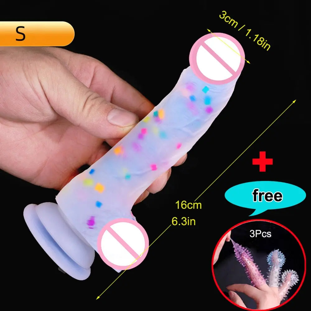 Confetti Dildo ที่สมจริงซิลิโคน Dildo.พร้อมถ้วยดูดสำหรับแฮนด์ฟรีเล่นฟรี.สมจริง Penis สำหรับสตรีและคู่ - buysextoyth