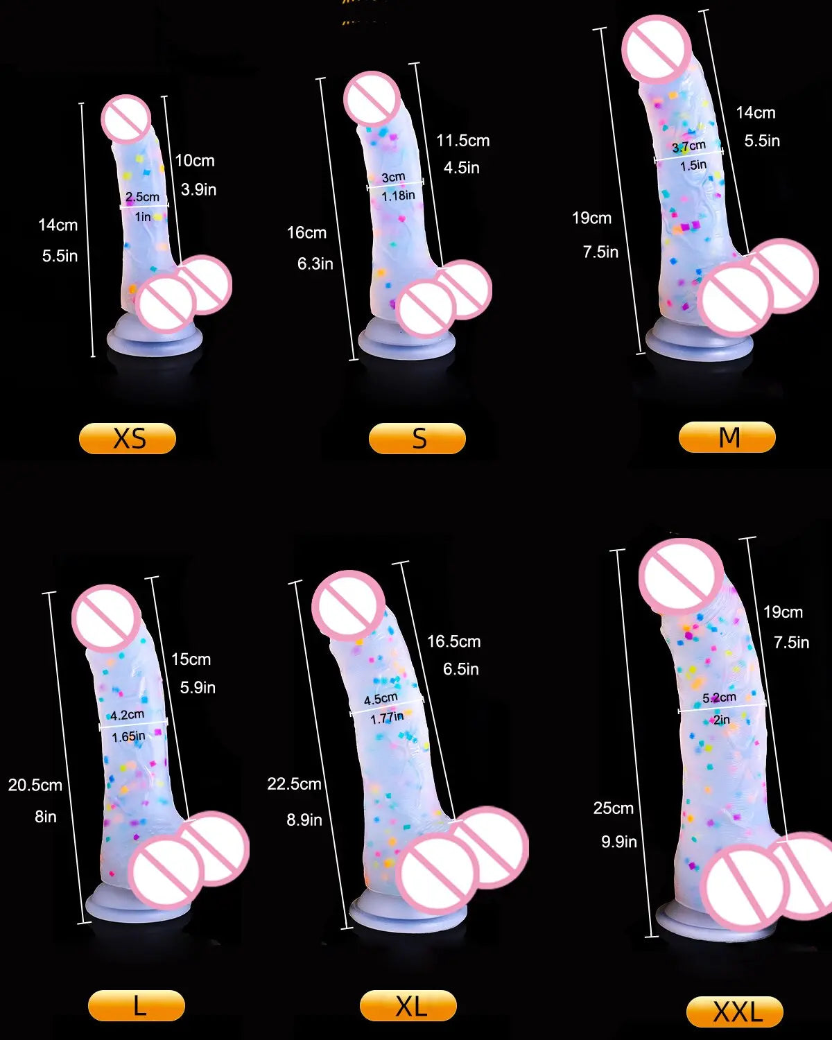 Confetti Dildo ที่สมจริงซิลิโคน Dildo.พร้อมถ้วยดูดสำหรับแฮนด์ฟรีเล่นฟรี.สมจริง Penis สำหรับสตรีและคู่ - buysextoyth
