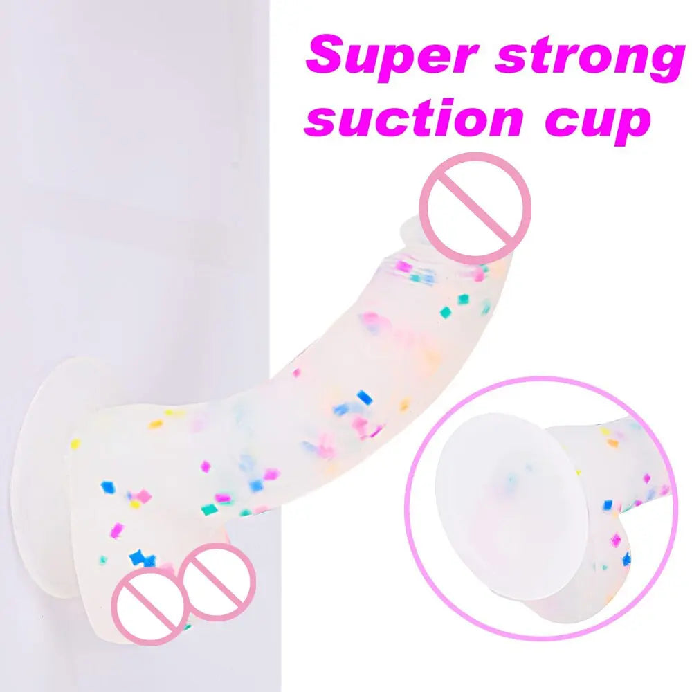Confetti Dildo ที่สมจริงซิลิโคน Dildo.พร้อมถ้วยดูดสำหรับแฮนด์ฟรีเล่นฟรี.สมจริง Penis สำหรับสตรีและคู่ - buysextoyth