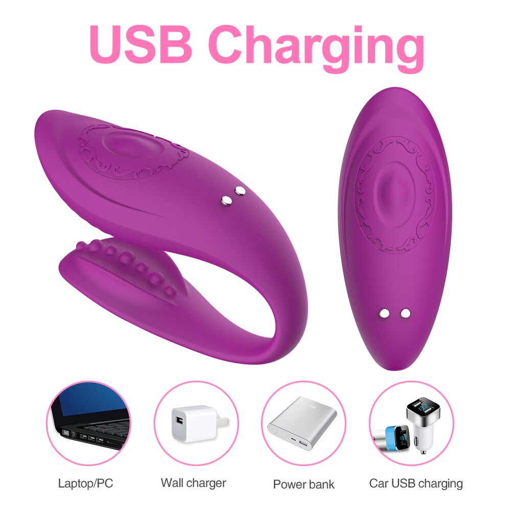 Couple Share Clitoris Vagina G-spot Stimulator Vibrator U Shape Wireless Remote Control Bendable Double Vibrator Sex Toys - buysextoyth