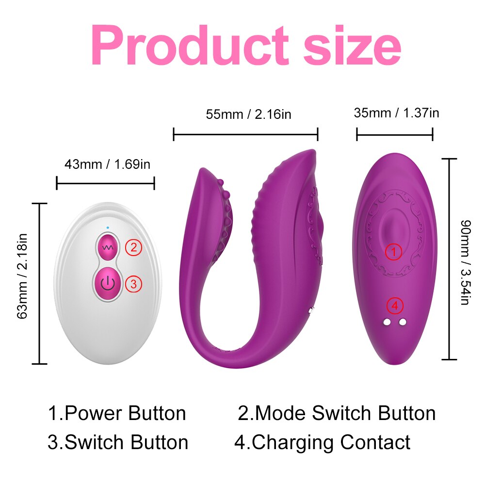 Couple Share Clitoris Vagina G-spot Stimulator Vibrator U Shape Wireless Remote Control Bendable Double Vibrator Sex Toys - buysextoyth