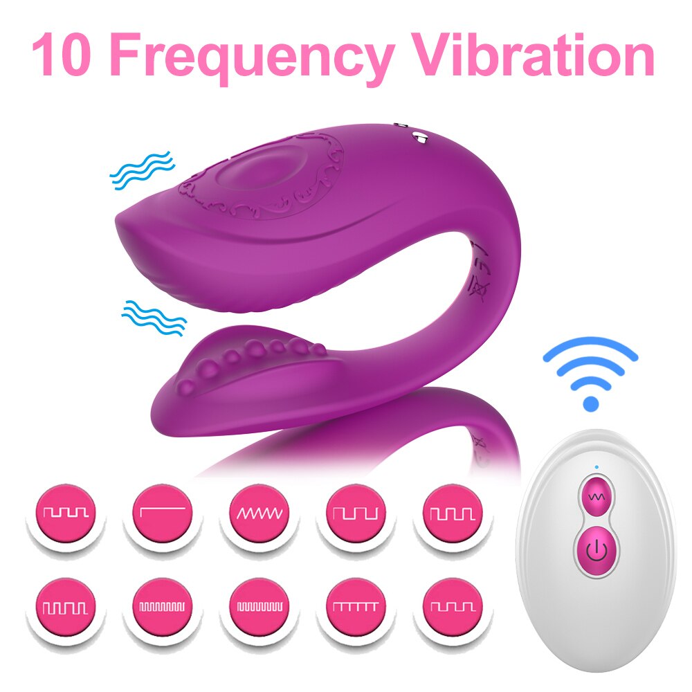 Couple Share Clitoris Vagina G-spot Stimulator Vibrator U Shape Wireless Remote Control Bendable Double Vibrator Sex Toys - buysextoyth