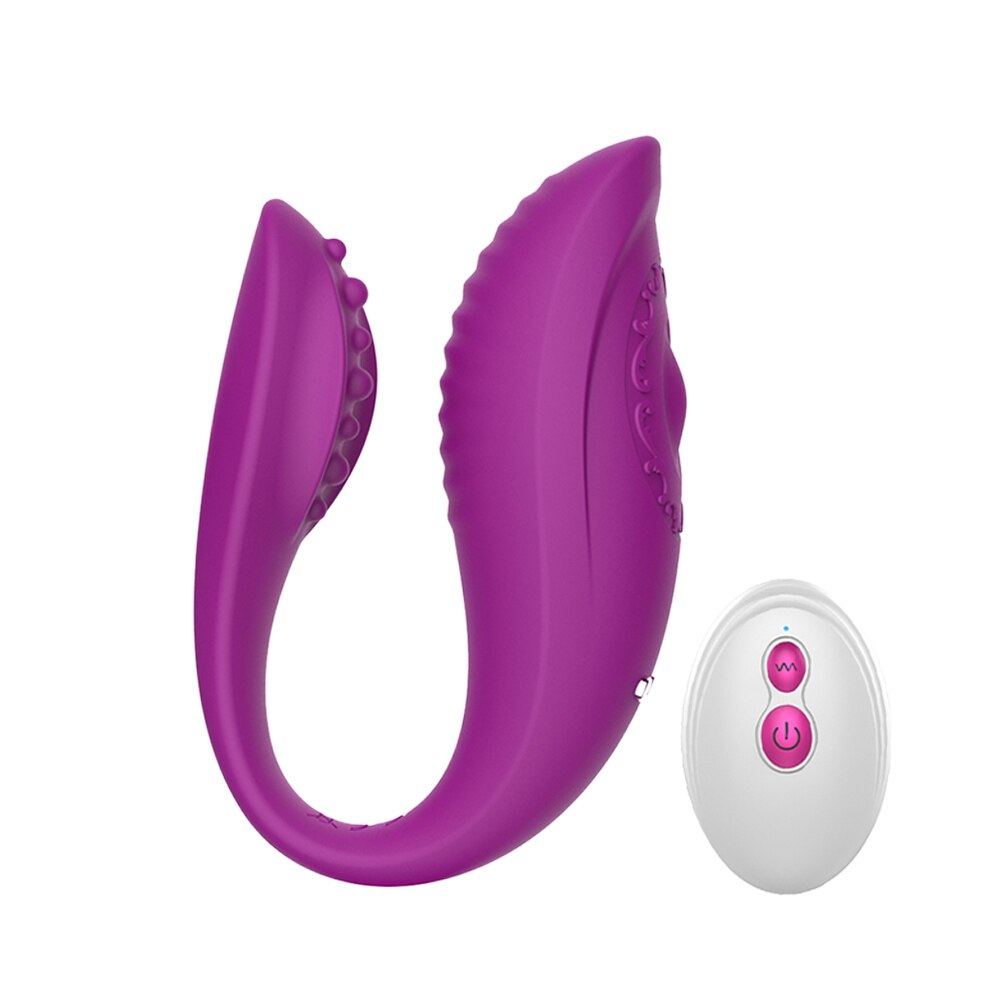 Couple Share Clitoris Vagina G-spot Stimulator Vibrator U Shape Wireless Remote Control Bendable Double Vibrator Sex Toys - buysextoyth