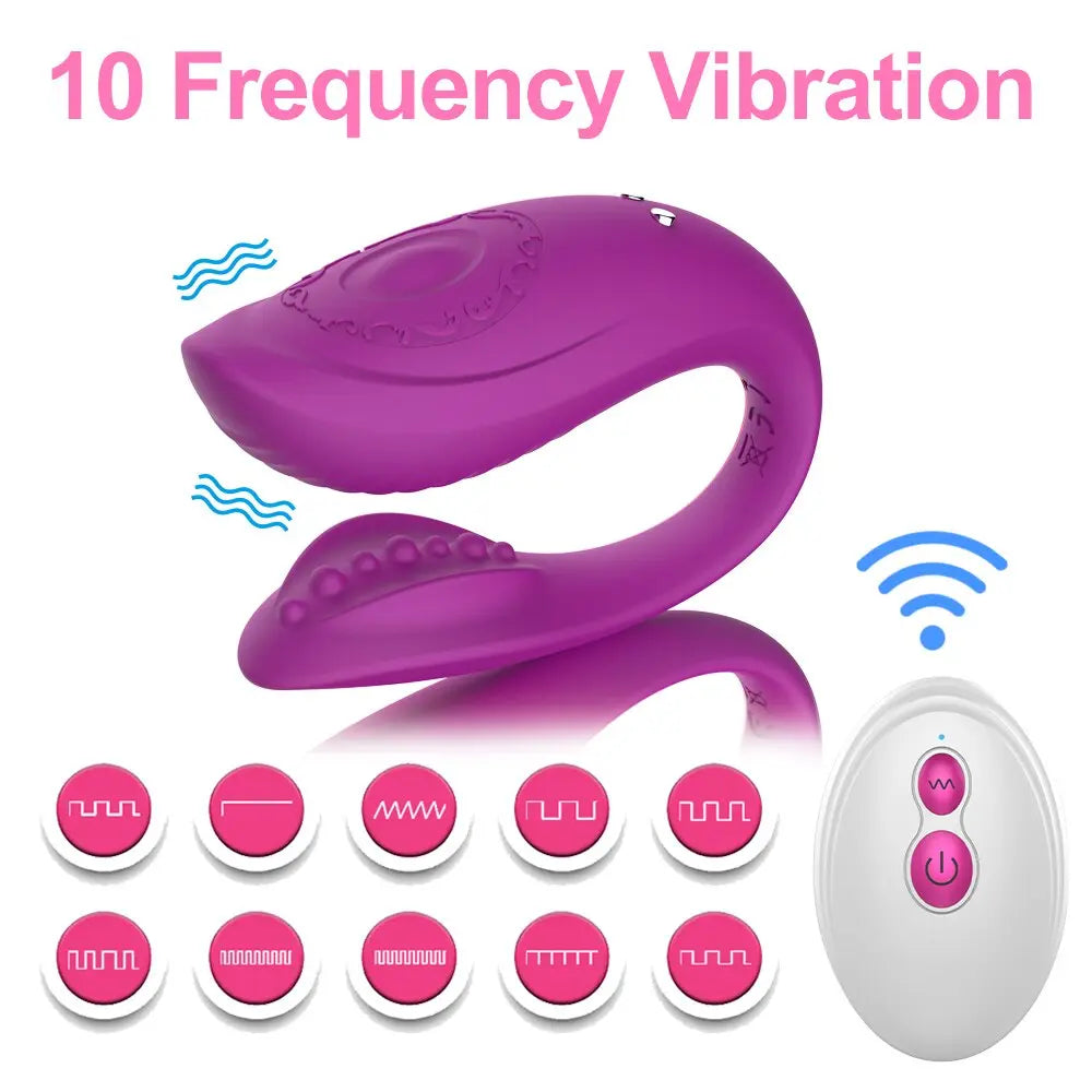 Couple Share Clitoris Vagina G-spot Stimulator Vibrator U Shape Wireless Remote Control Bendable Double Vibrator Sex Toys - buysextoyth
