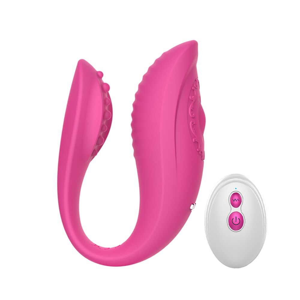 Couple Share Clitoris Vagina G-spot Stimulator Vibrator U Shape Wireless Remote Control Bendable Double Vibrator Sex Toys - buysextoyth
