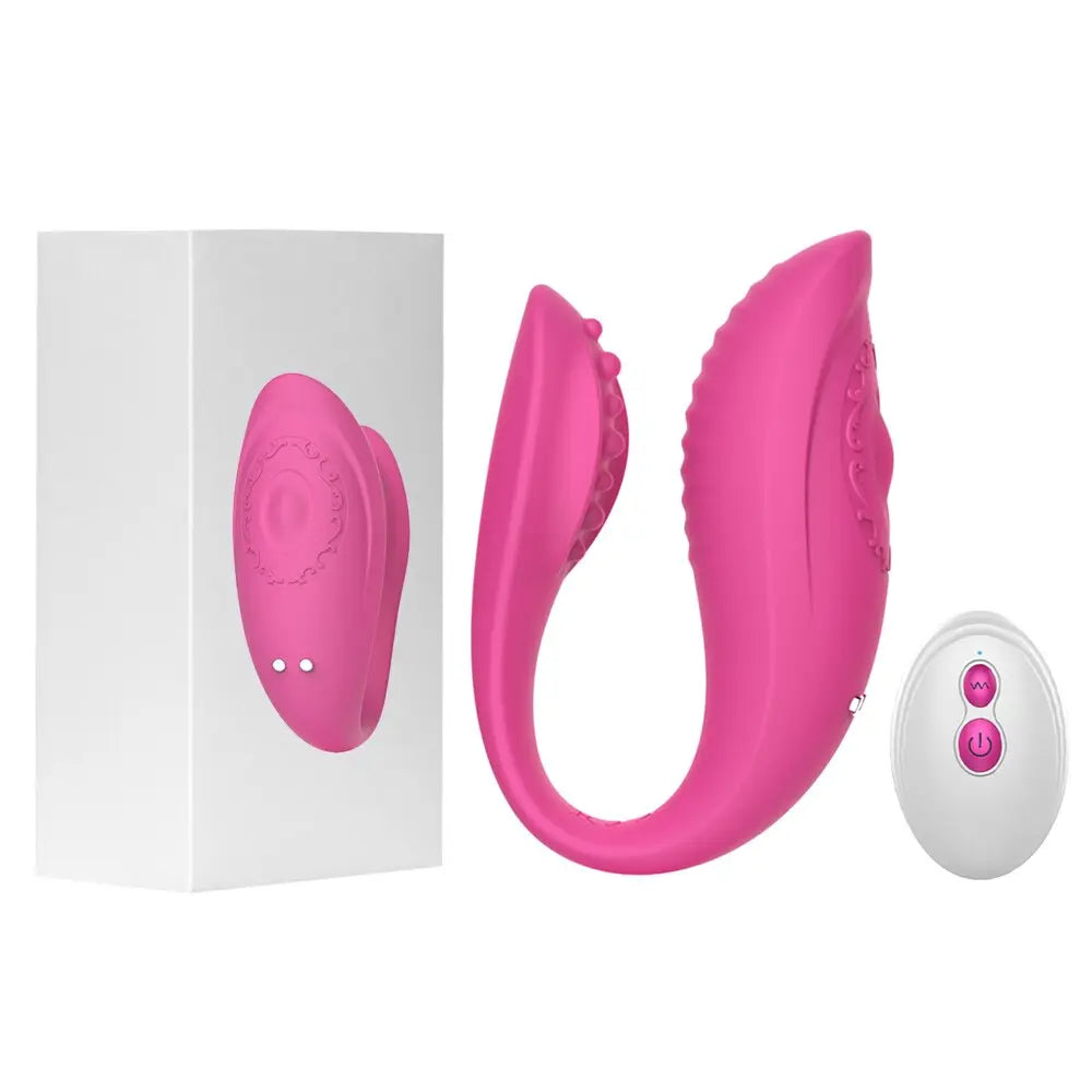 Couple Share Clitoris Vagina G-spot Stimulator Vibrator U Shape Wireless Remote Control Bendable Double Vibrator Sex Toys - buysextoyth