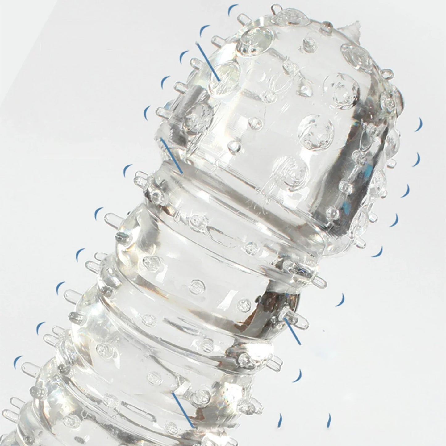 Crystal Ribbed Spikes Dick Extender Penis Enlargement Sleeve Condoms Adult Toys Resuable Condoms G Spot Stimulation Penis Sleeve - buysextoyth