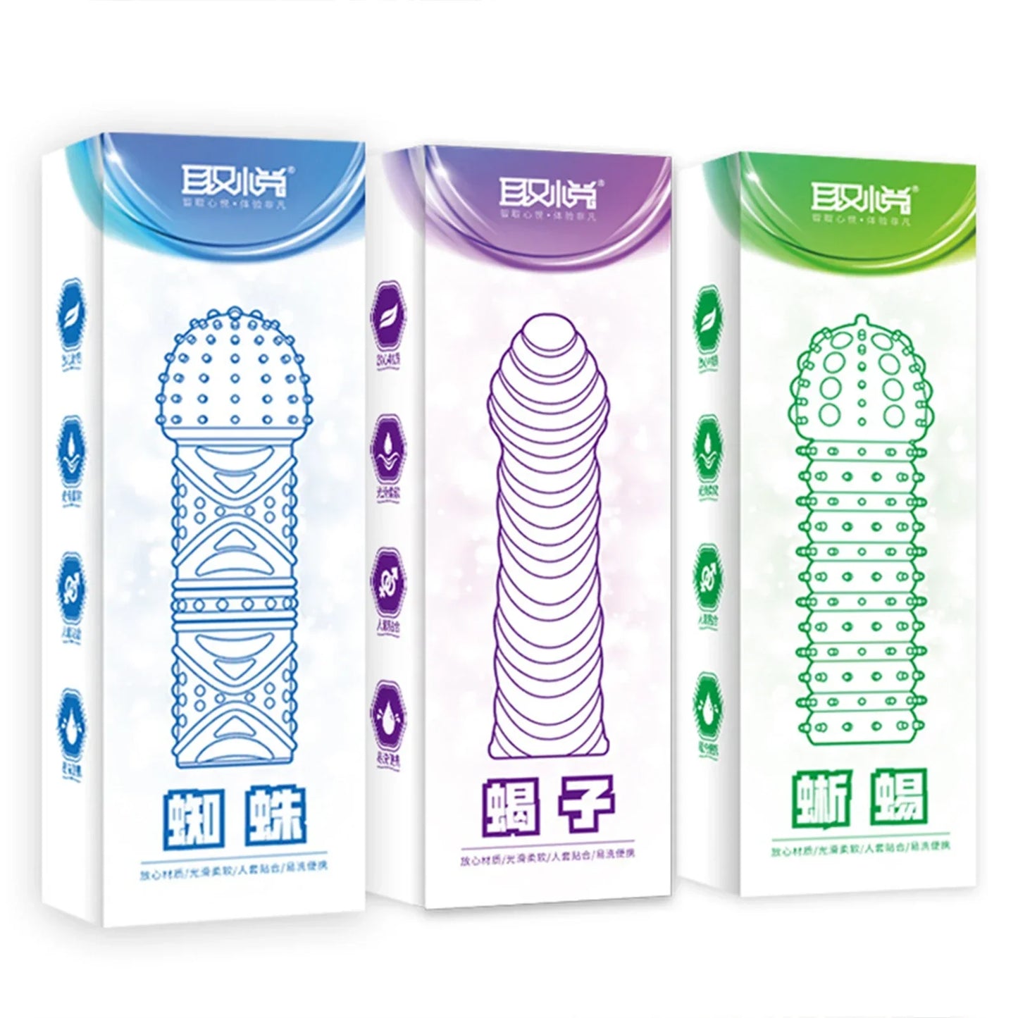 Crystal Ribbed Spikes Dick Extender Penis Enlargement Sleeve Condoms Adult Toys Resuable Condoms G Spot Stimulation Penis Sleeve - buysextoyth
