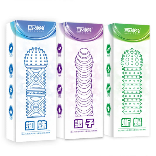Crystal Ribbed Spikes Dick Extender Penis Enlargement Sleeve Condoms Adult Toys Resuable Condoms G Spot Stimulation Penis Sleeve - buysextoyth